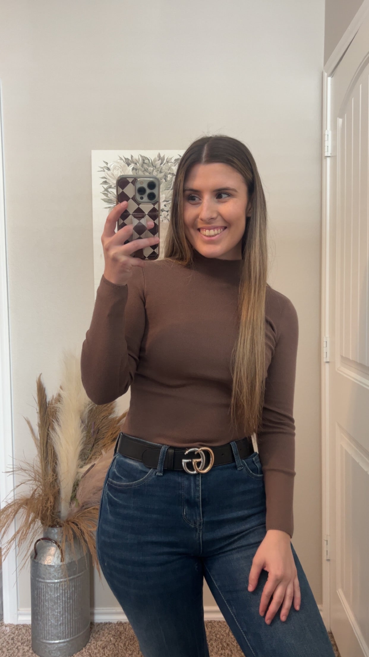 Brown Ribbed Turtleneck