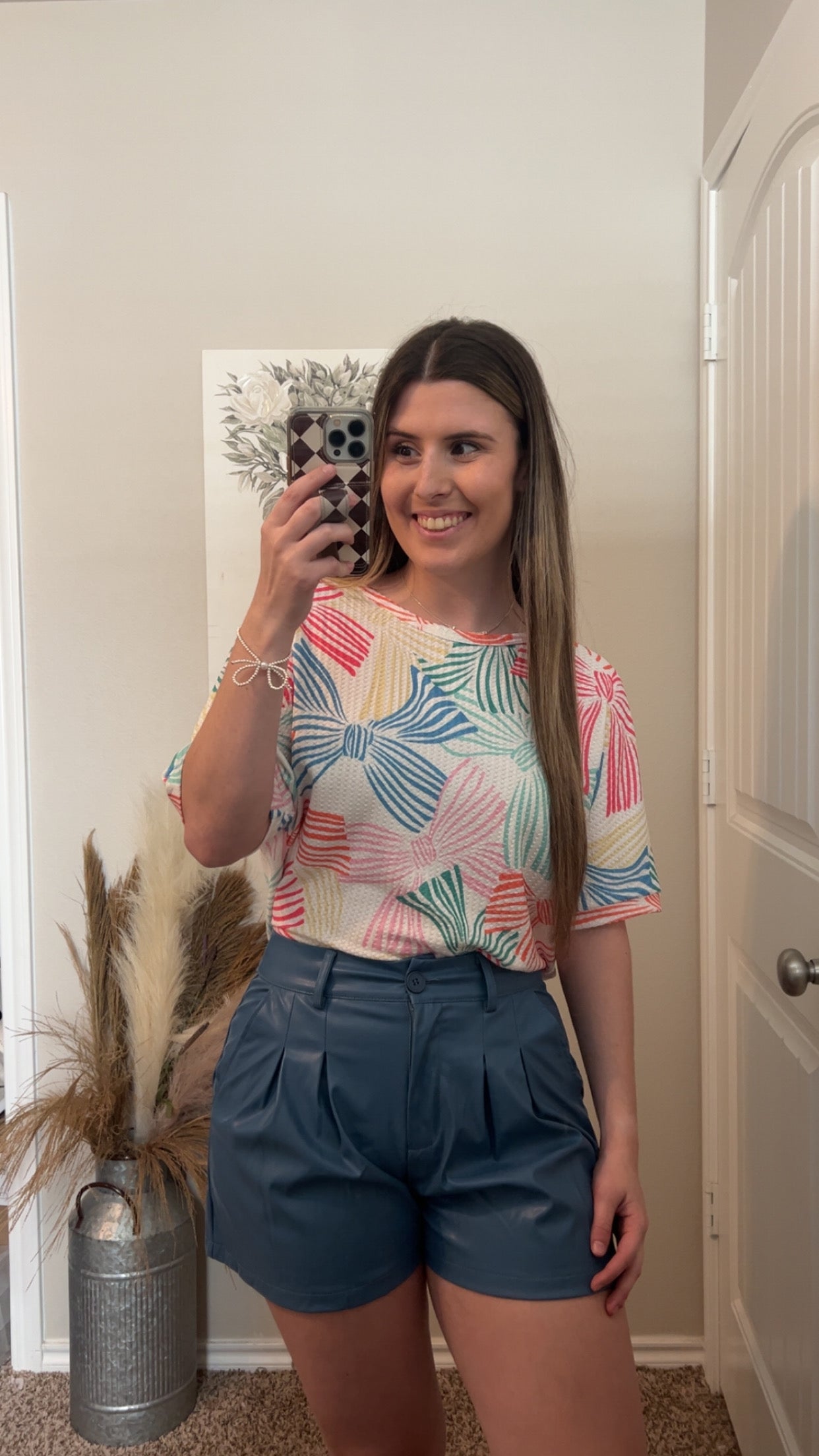 Blue Pleather Shorts