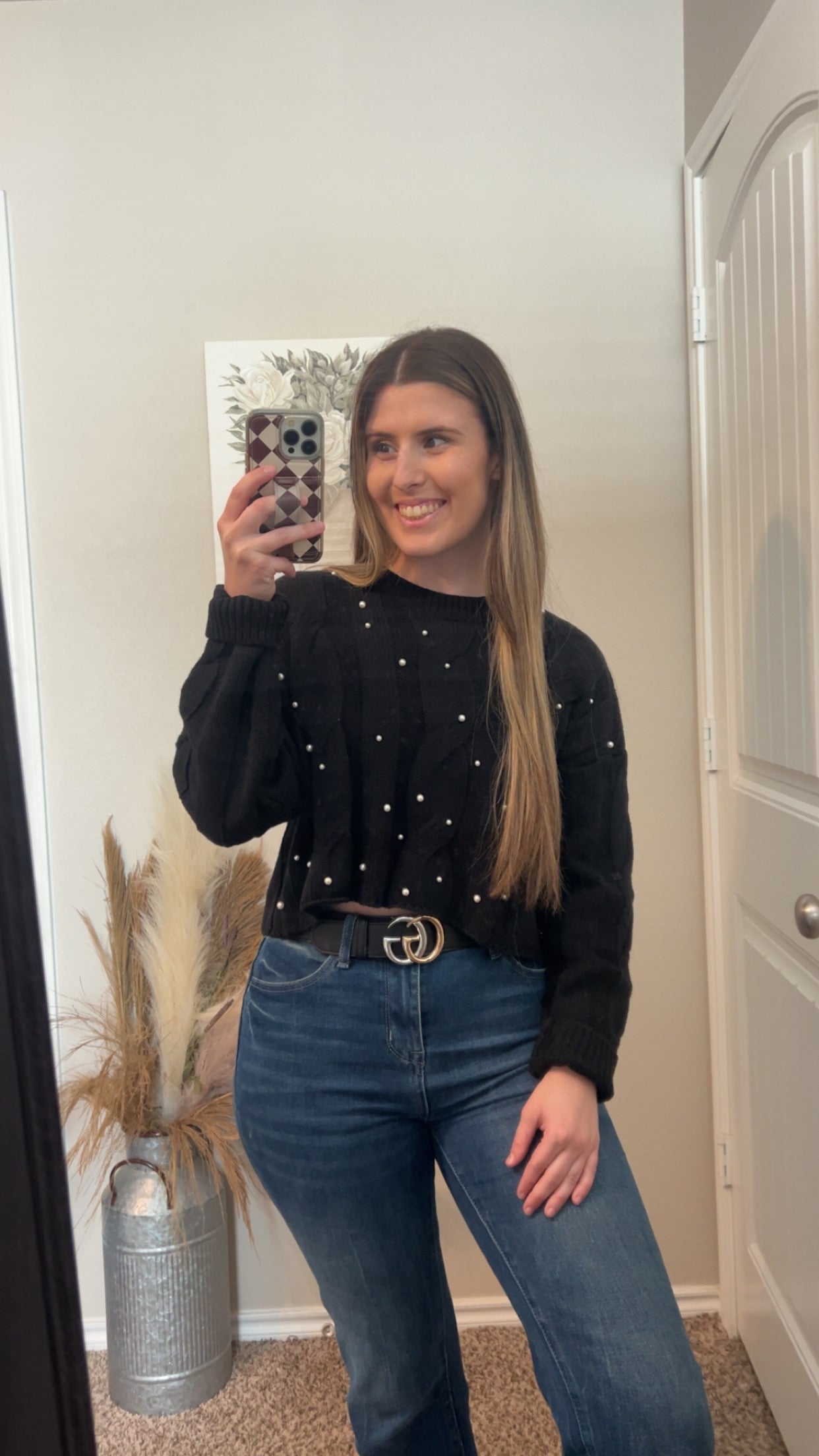 Black Pearl Cropped Sweater