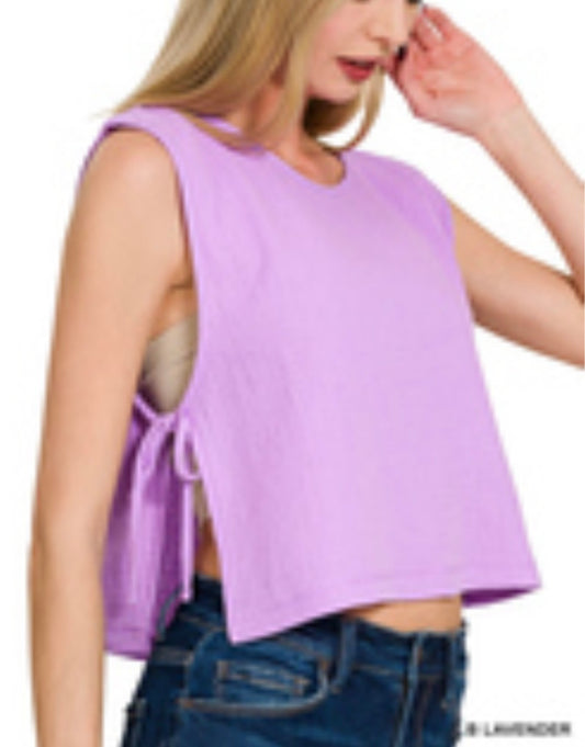 Lavender Side Tie Tank