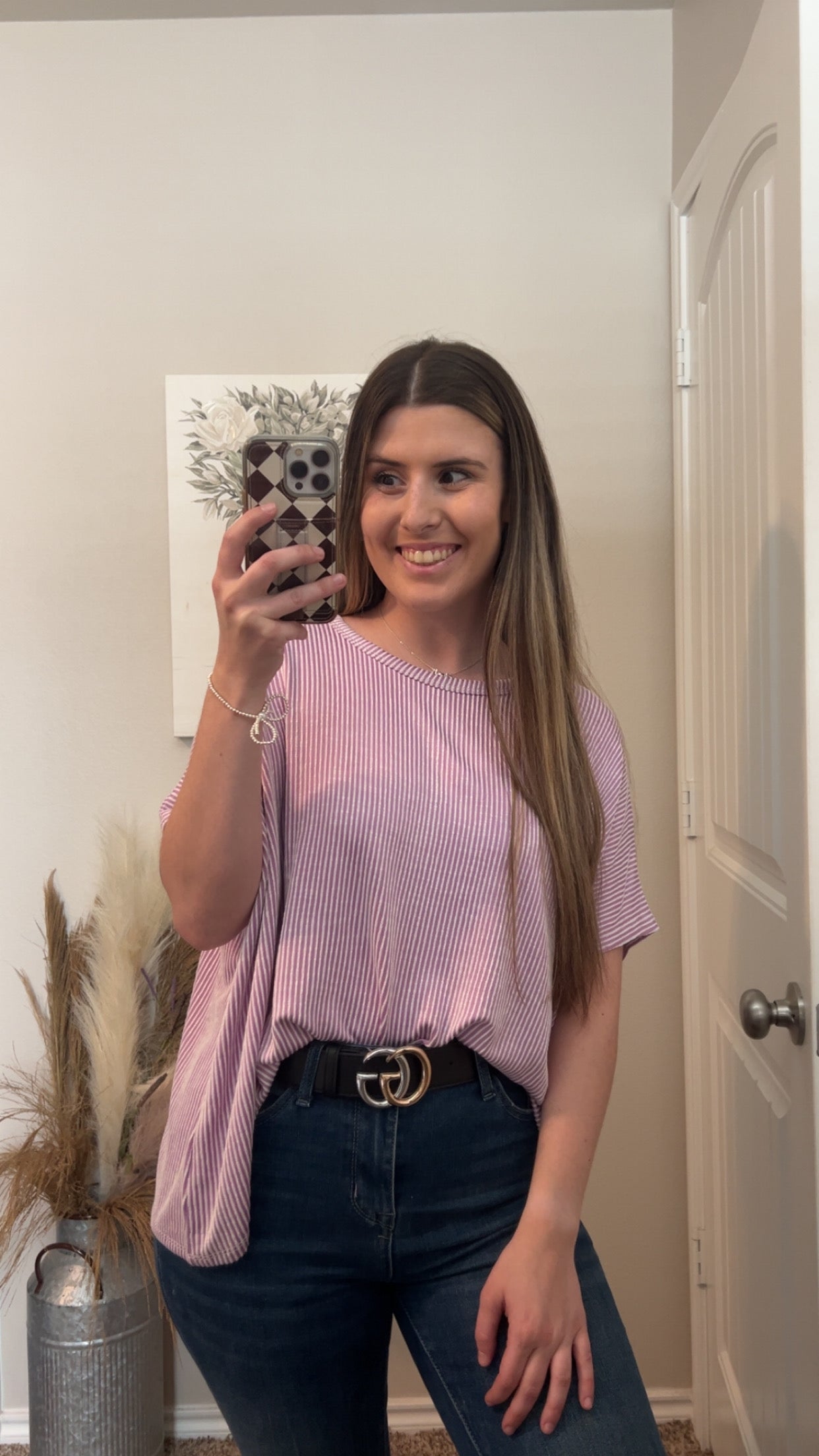 Lavender Plus Size Ribbed Oversized Short Sleeve Top