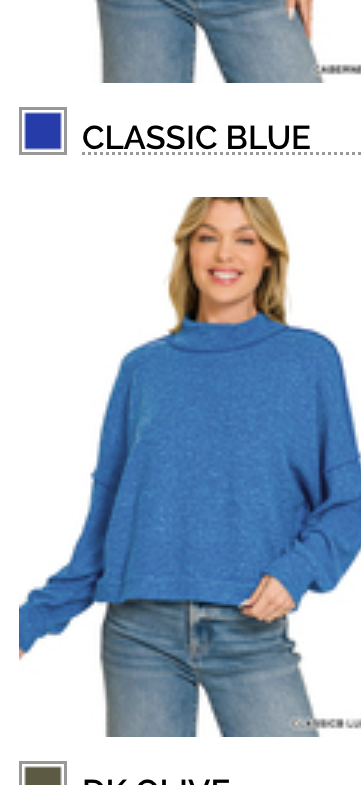 Blue Melange Mock Neck Sweater