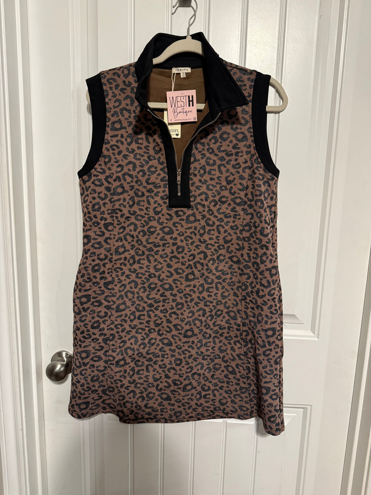 Leopard Zip Collar Dress