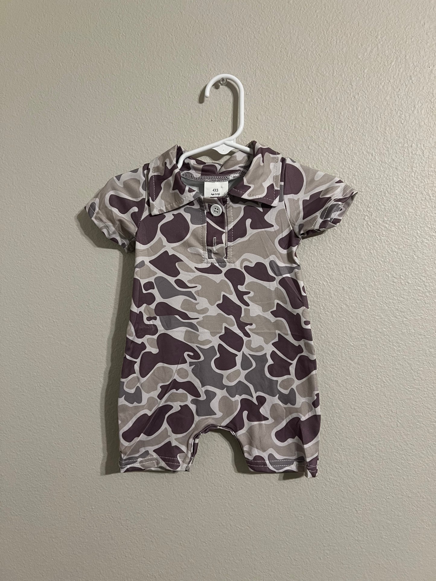 Kids Collared Camo Romper