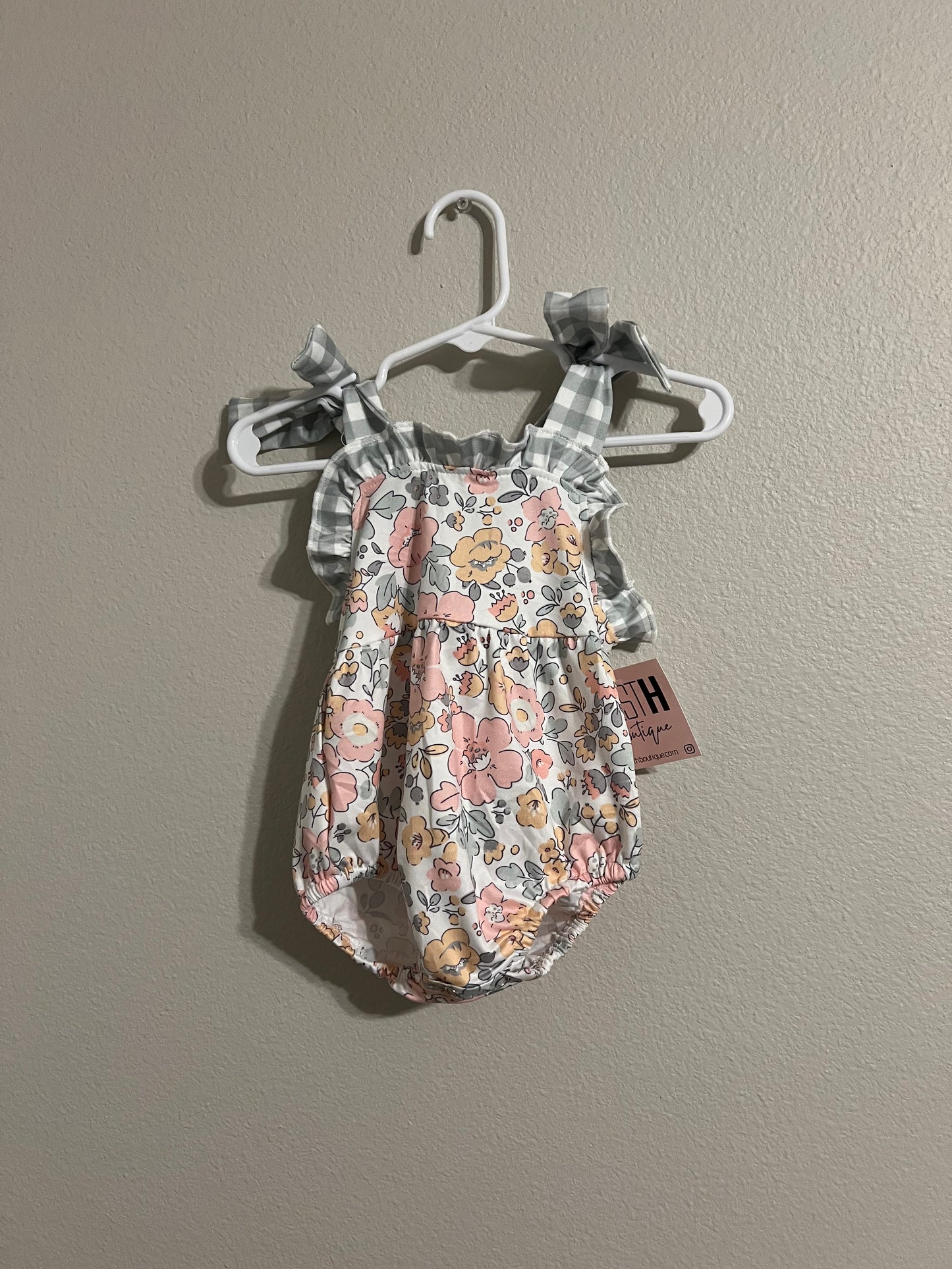 Girls Gingham Floral Bubble
