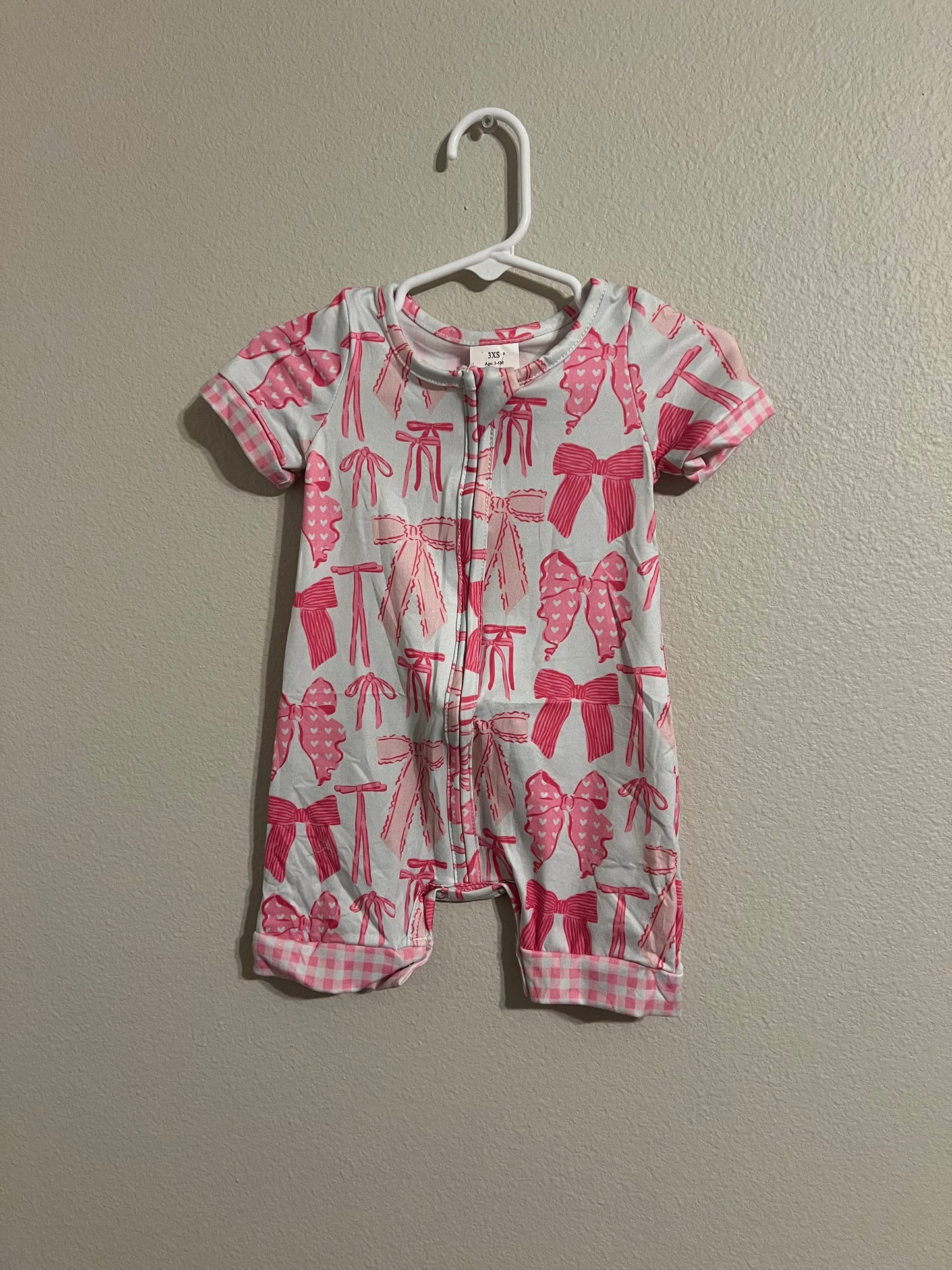 Girls Pink Bow Shorty Sleeper