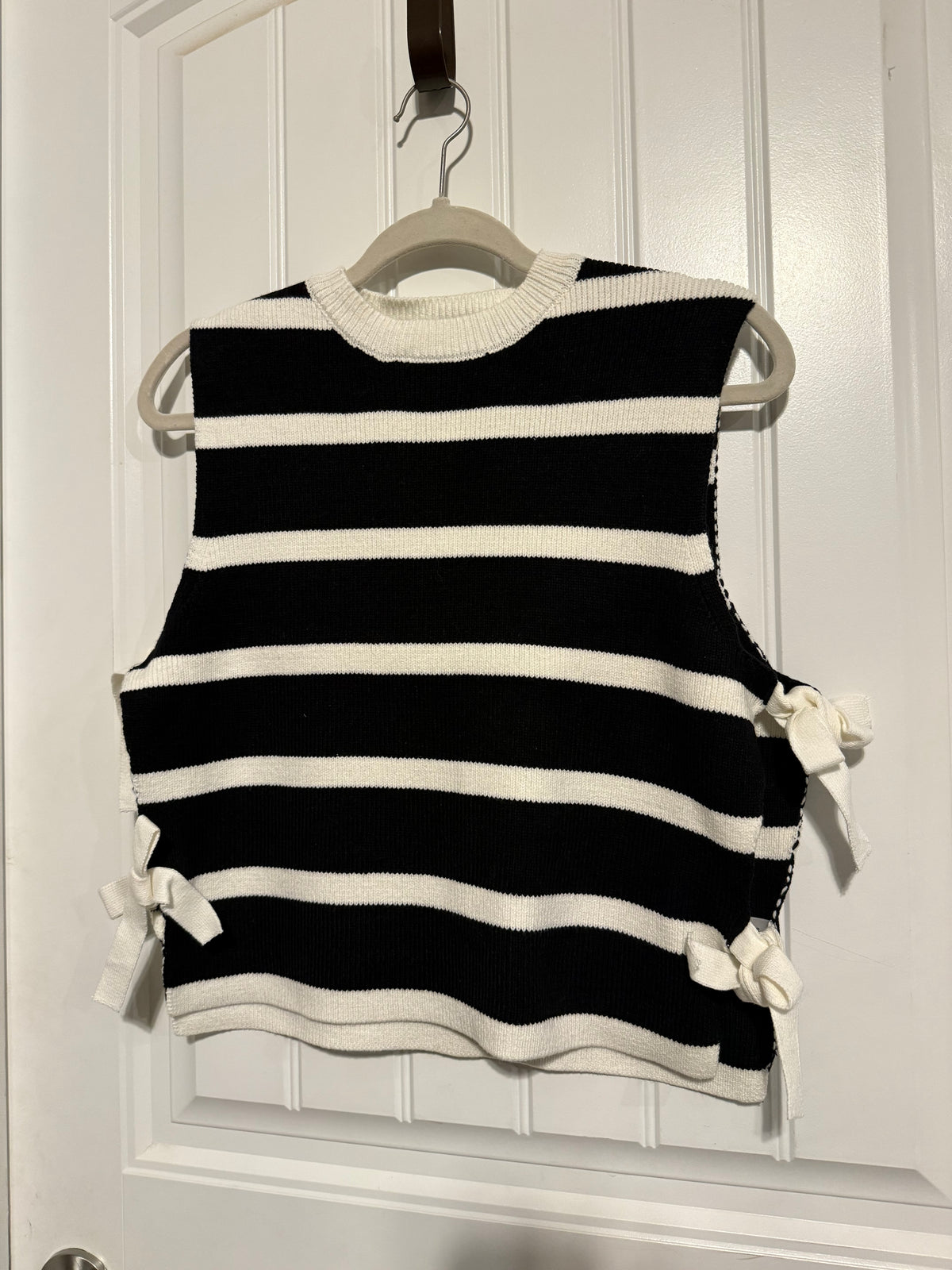 Black Striped Side Tie Tank