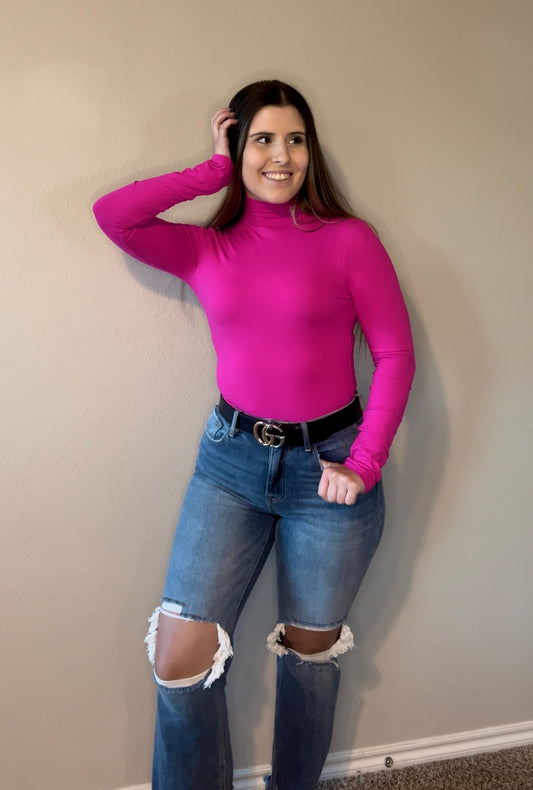 Hot Pink Long Sleeve Bodysuit