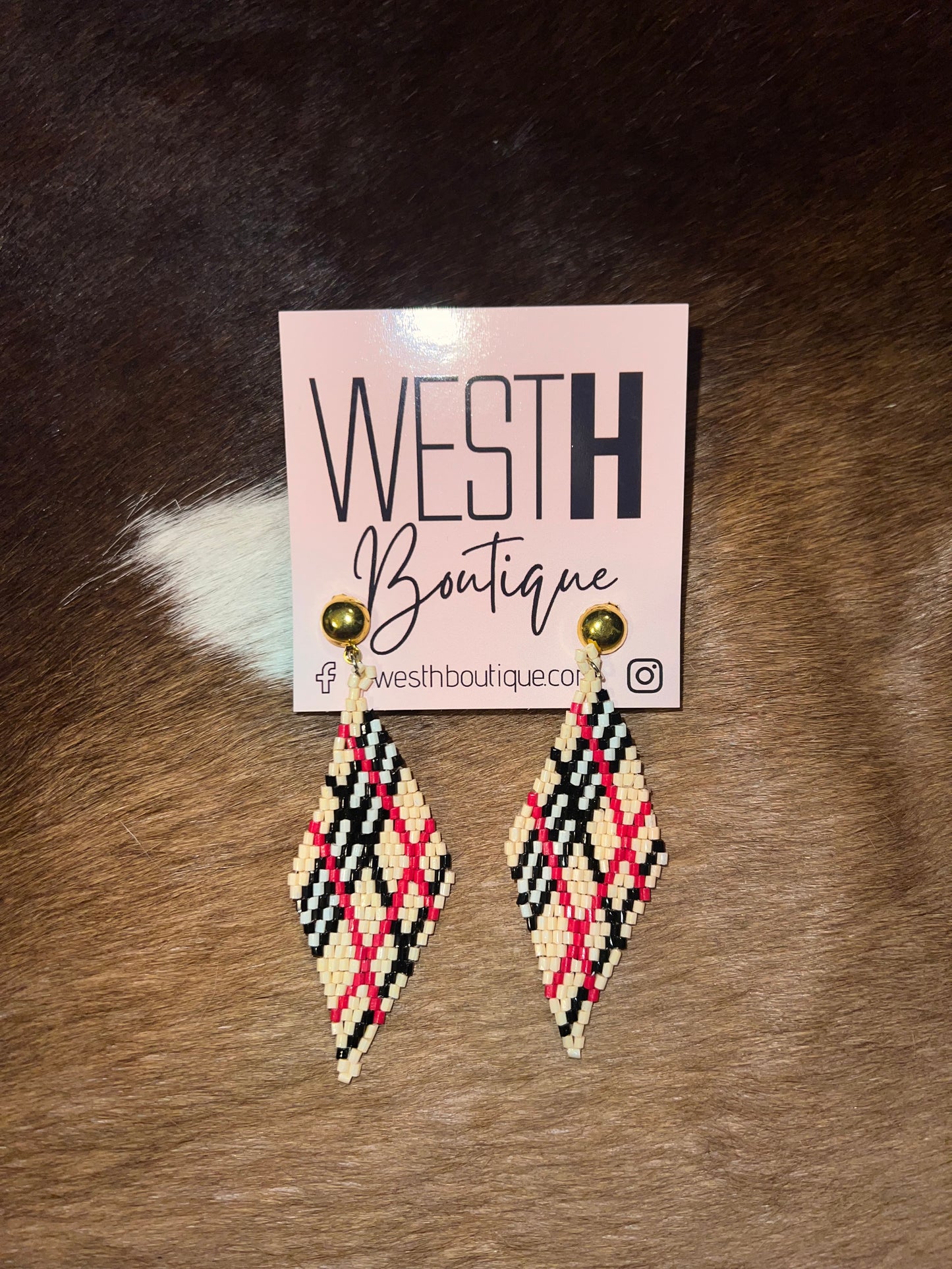 Lara Plaid Seed Bead Earrings