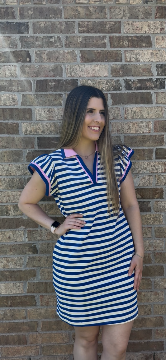 Blue Stripe Preppy Dress