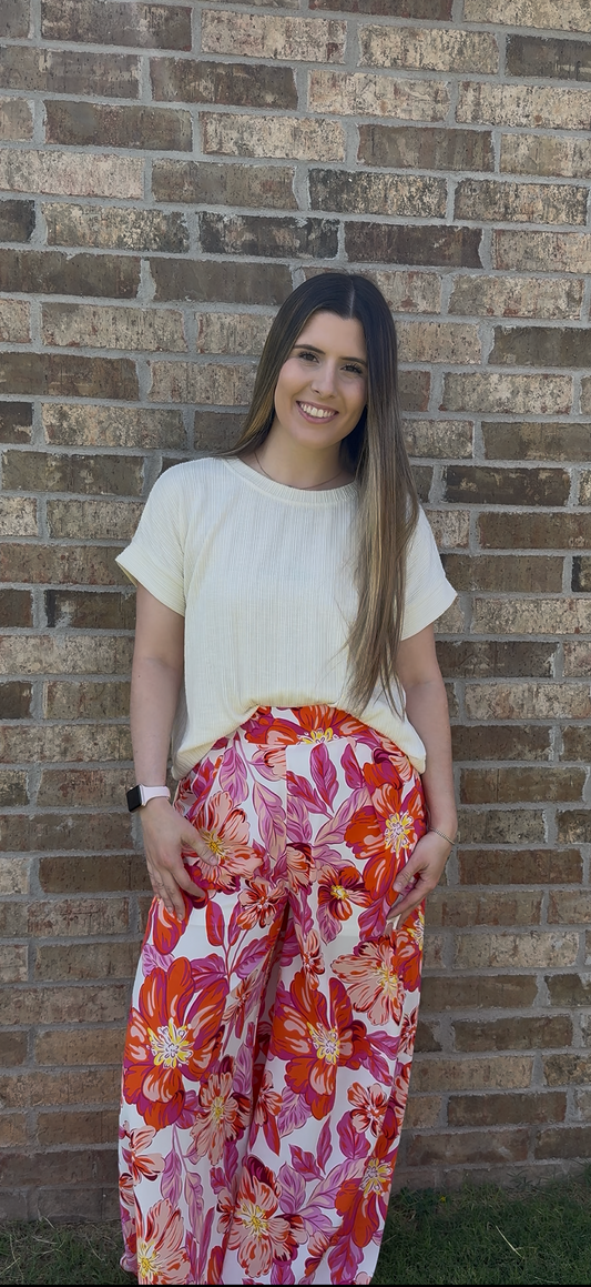 Sunset Floral Flowy Pants