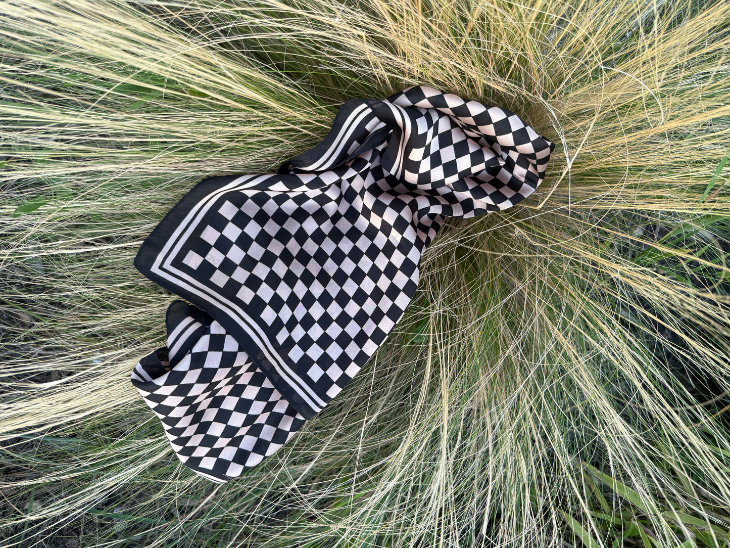 Tan Checkered Out Wild Rag