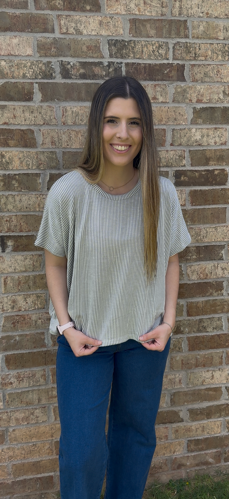 Sleet Classic Ribbed Striped Top