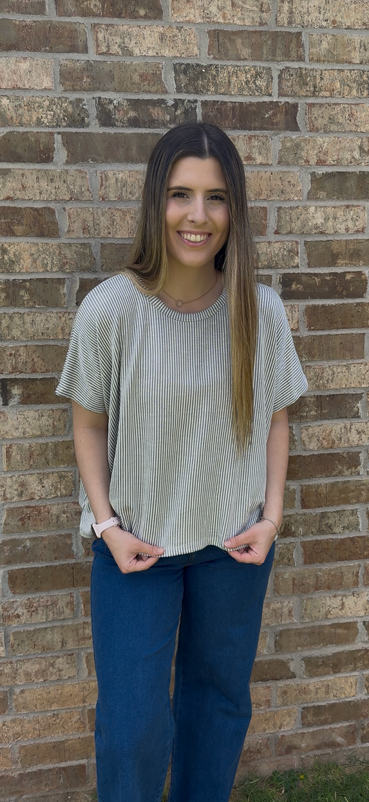 Sleet Classic Ribbed Striped Top