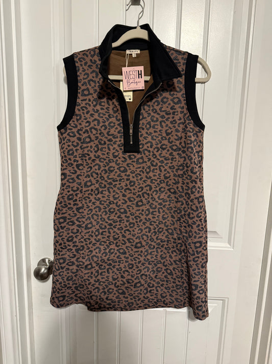 Leopard Zip Collar Dress
