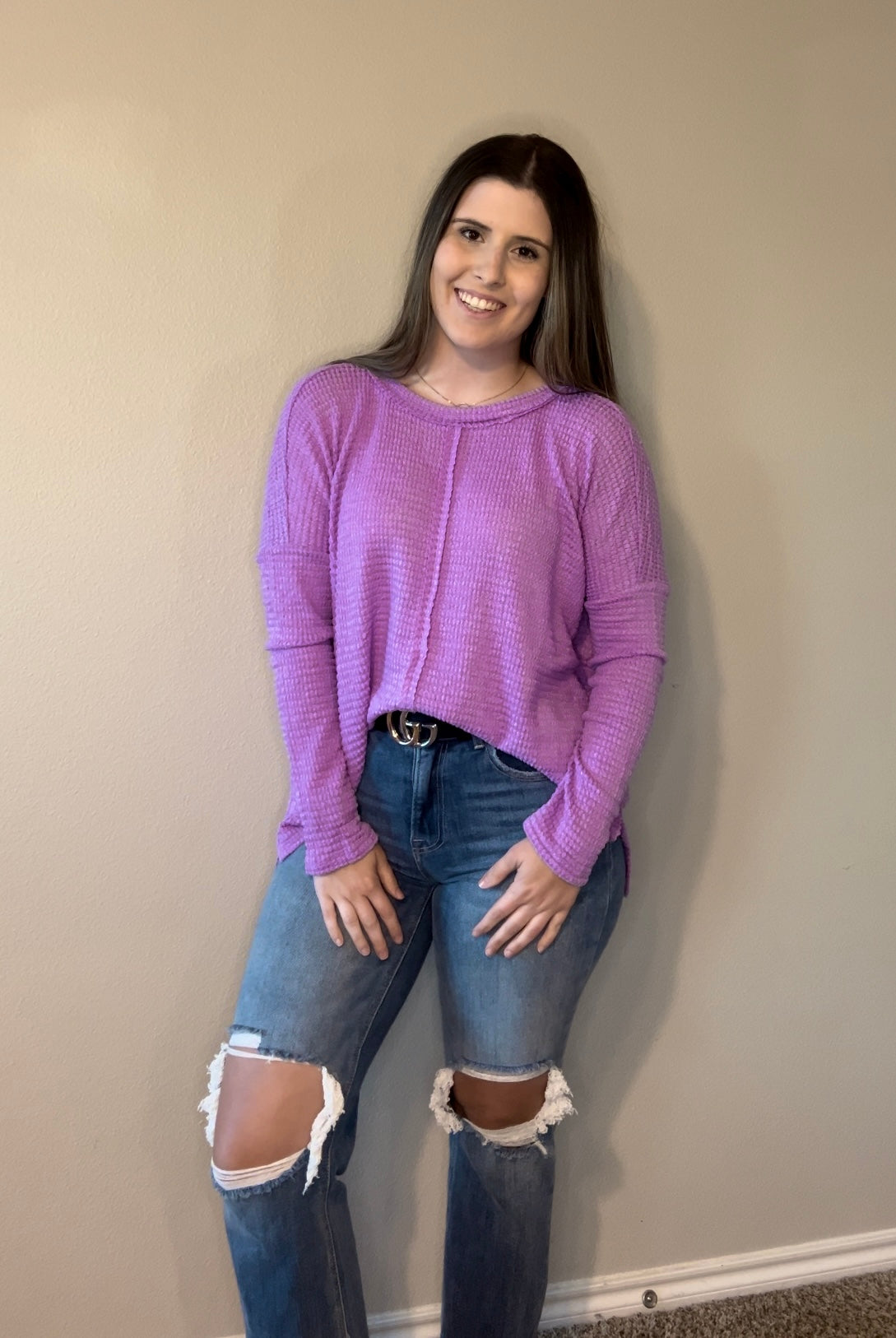 Lavender Dolman Long Sleeve Sweater