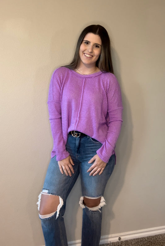 Lavender Dolman Long Sleeve Sweater