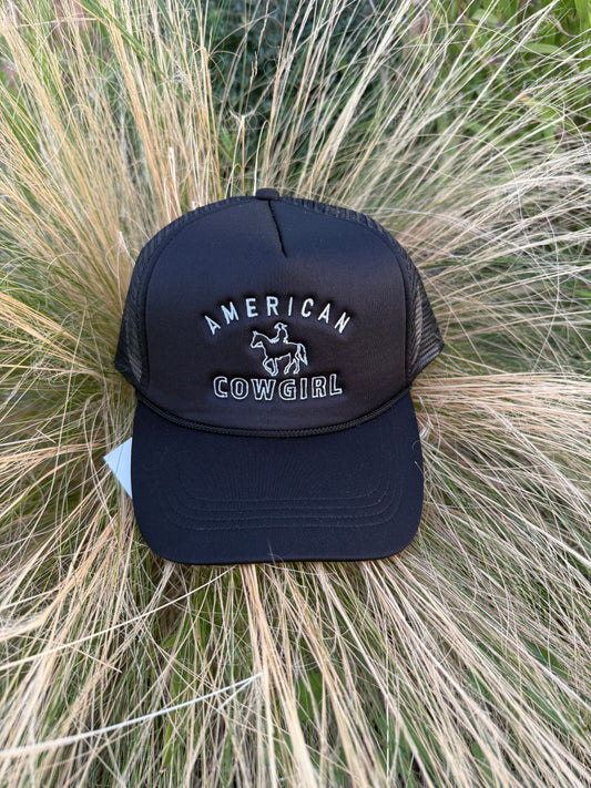 American Cowgirl Embroidered Foam Hat - Black
