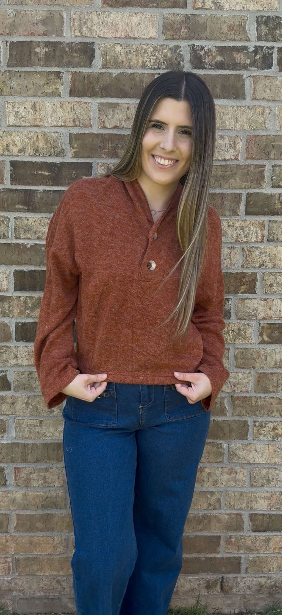 Brick Cozy Cardi Sweater