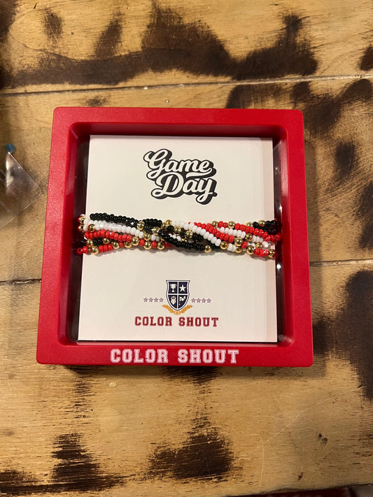 Red Game Day Bracelet Set