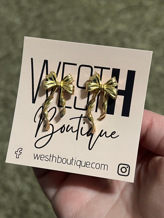 Gold Bow Studs