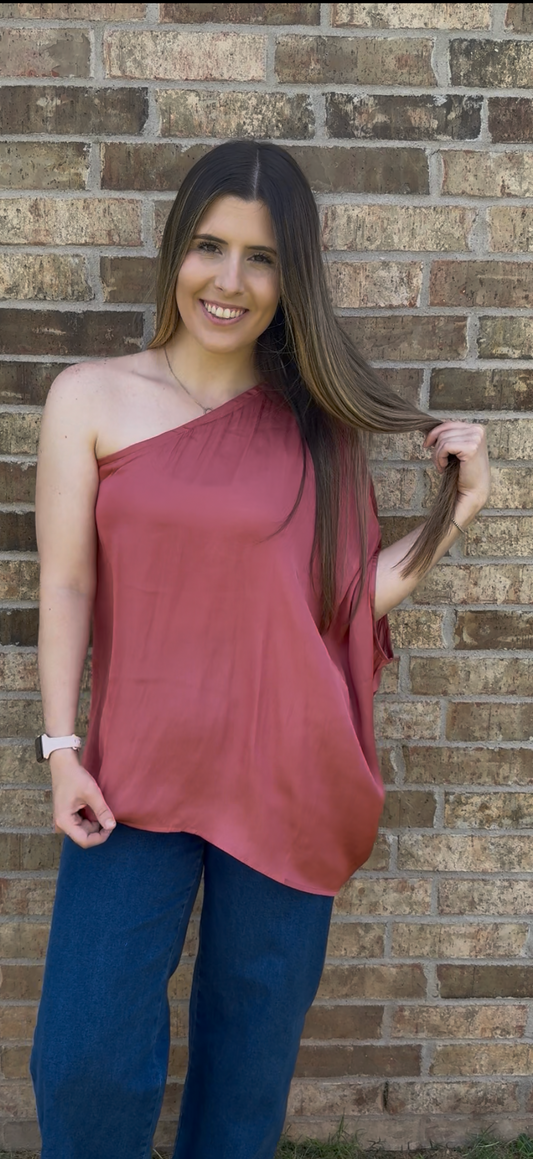 Coral One Shoulder Top