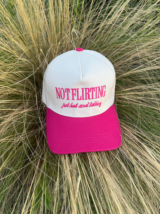 Pink Not Flirting Embroidered Hat