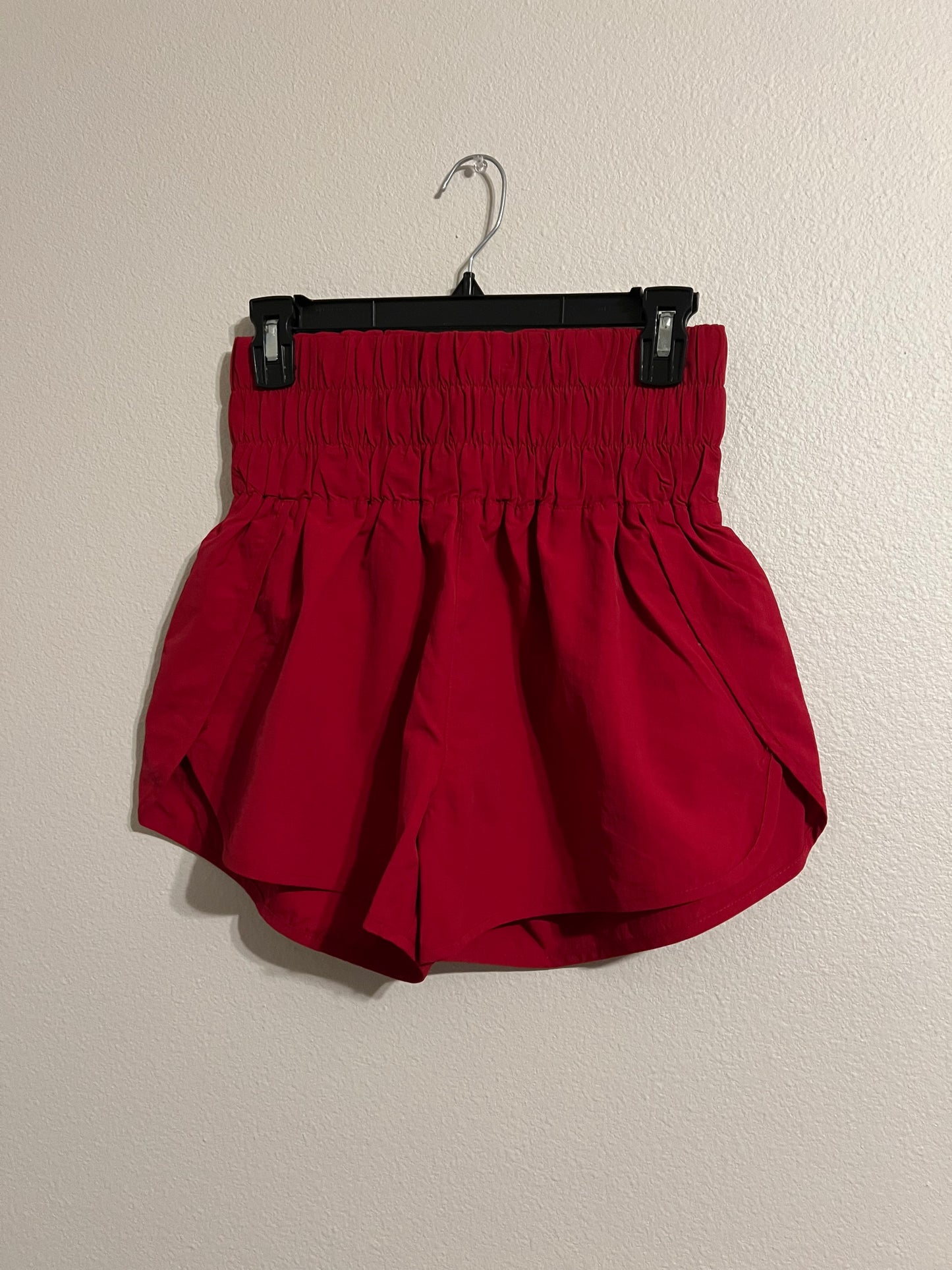 Red Smocked Waistband Shorts