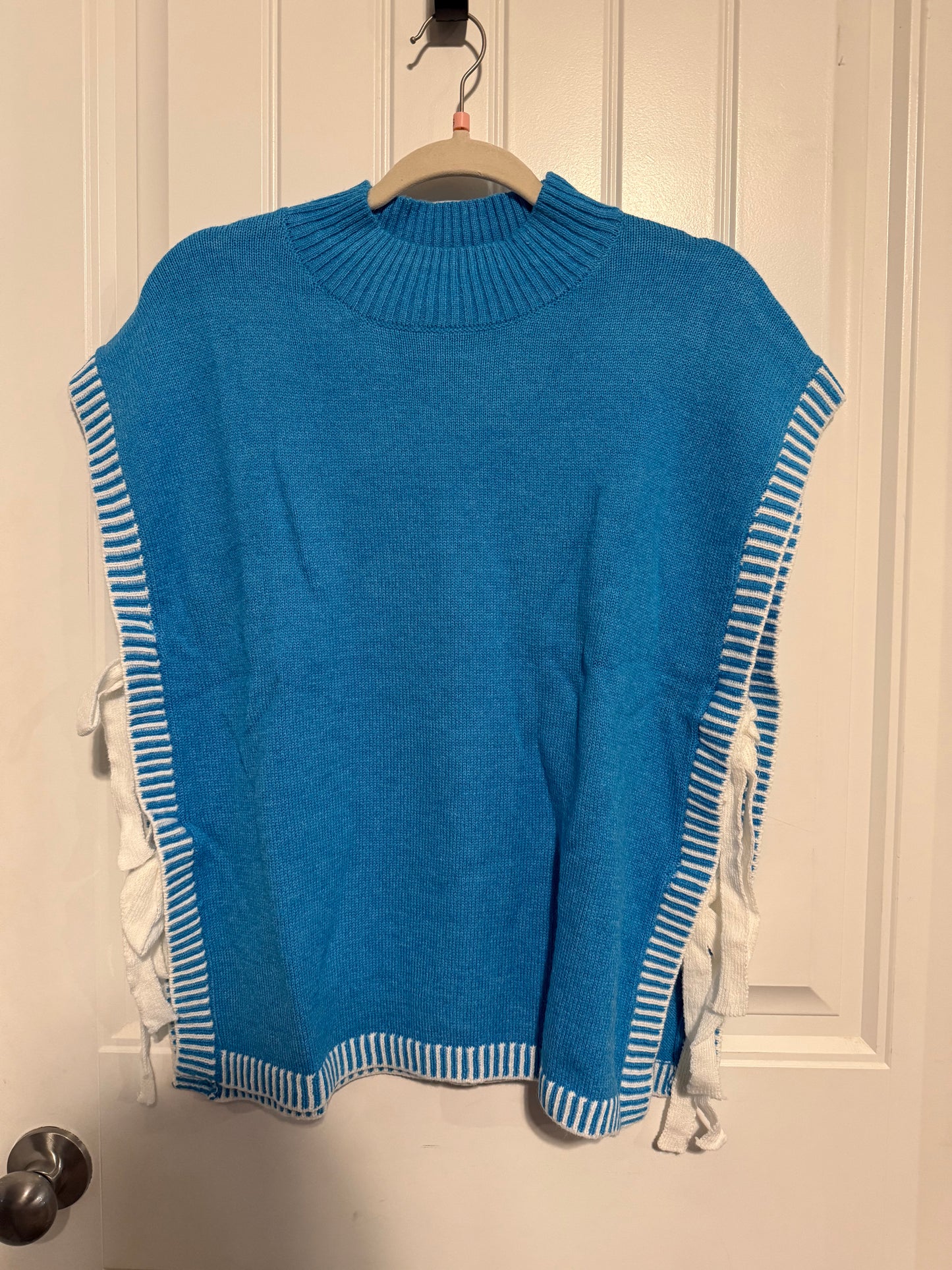 Blue Side Tie Sweater Tank