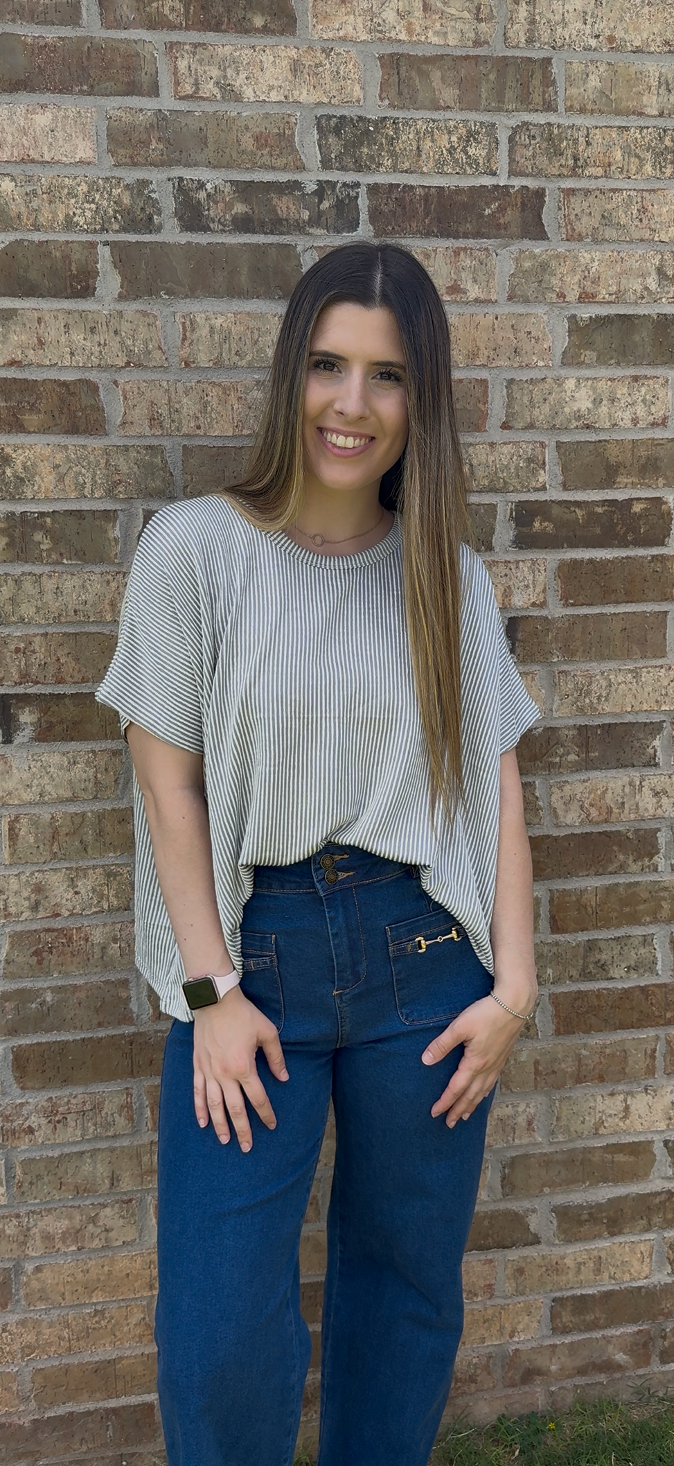 Sleet Classic Ribbed Striped Top