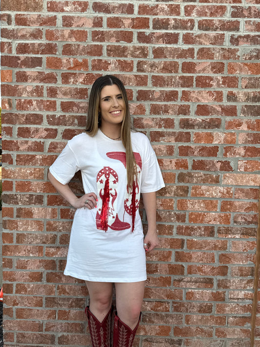 Fringe Boot Sequin T-Shirt Dress