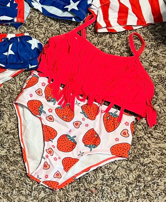 Girls Strawberry Fringe Swimsuit