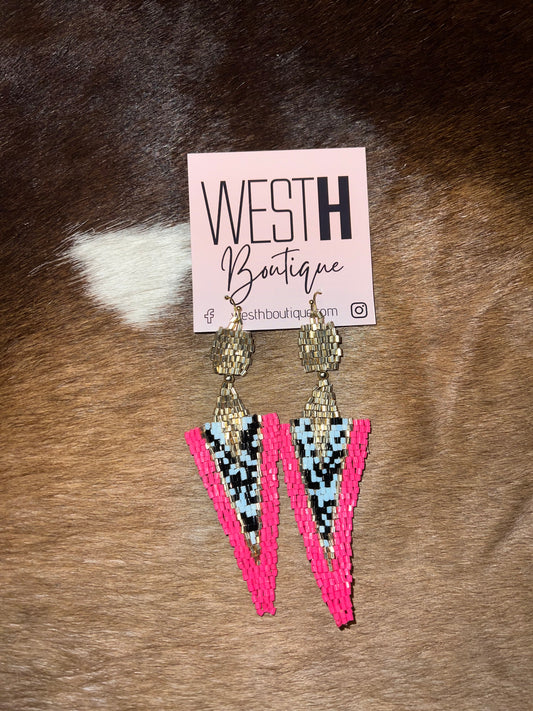 Fuschia Seed Bead Earrings