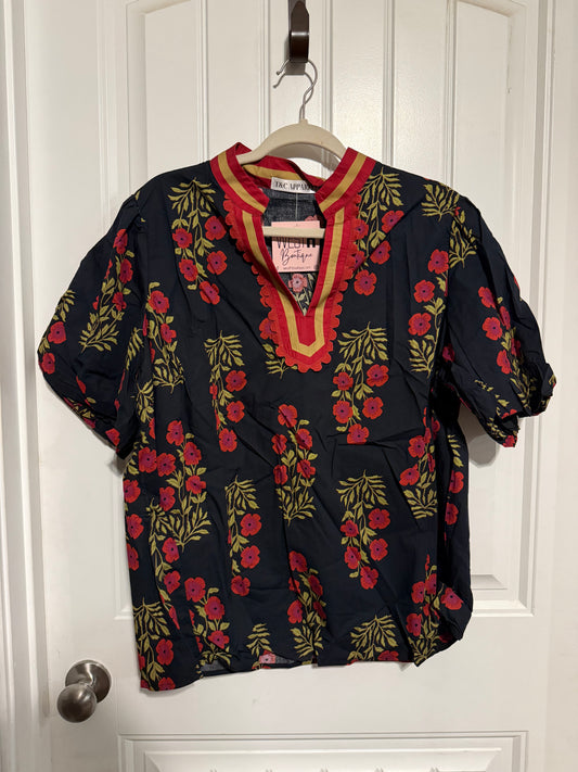 Black Floral Plus Size Blouse