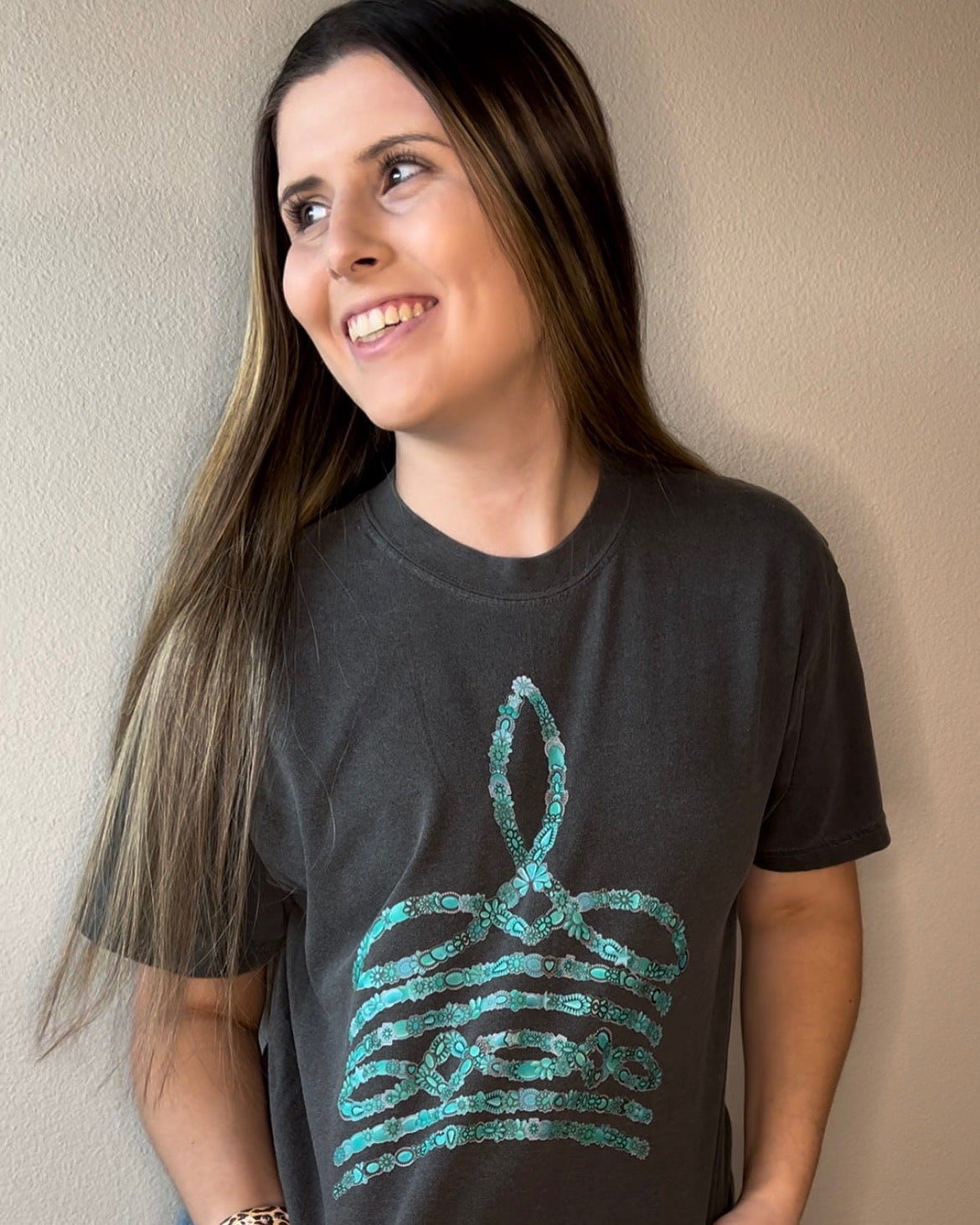 Turquoise Boot Stitch Tee