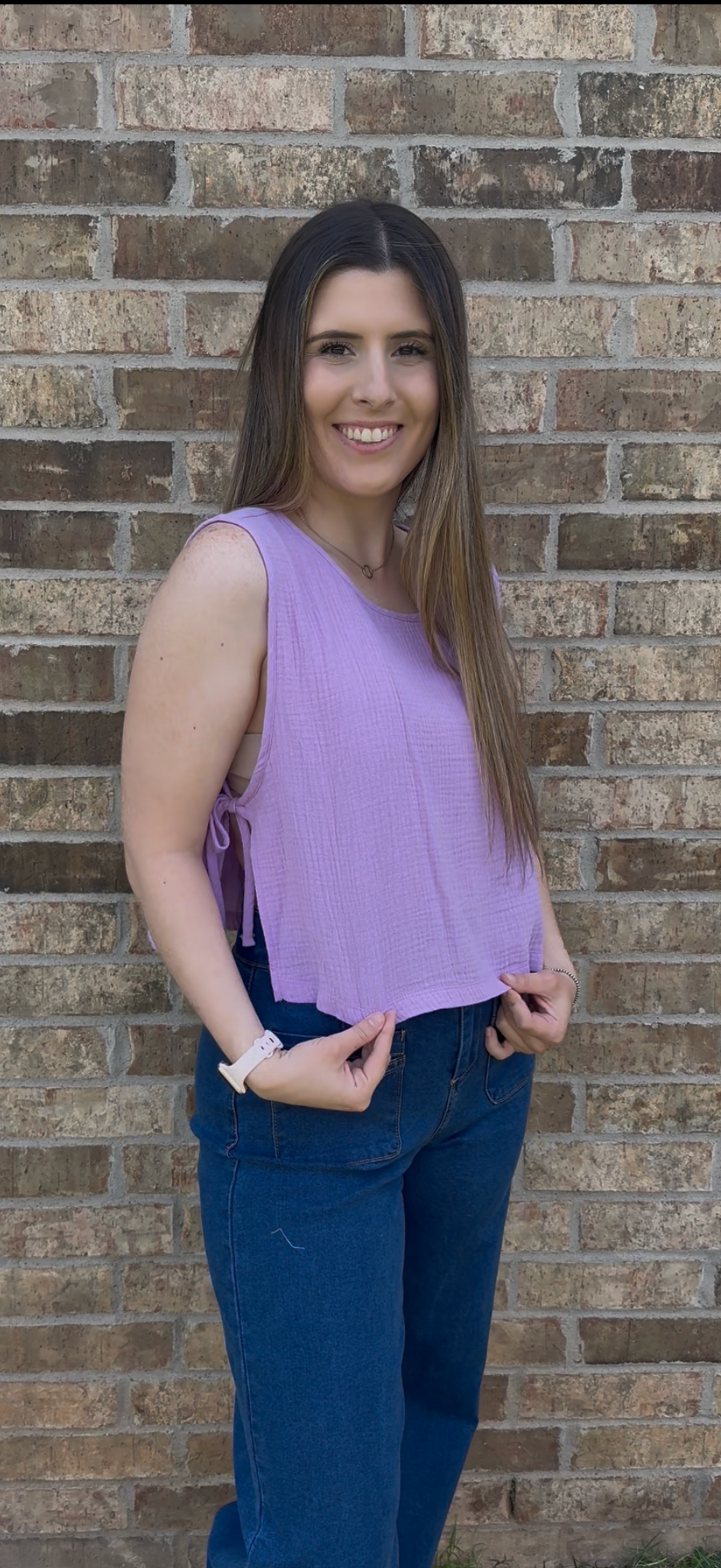 Lavender Side Tie Tank