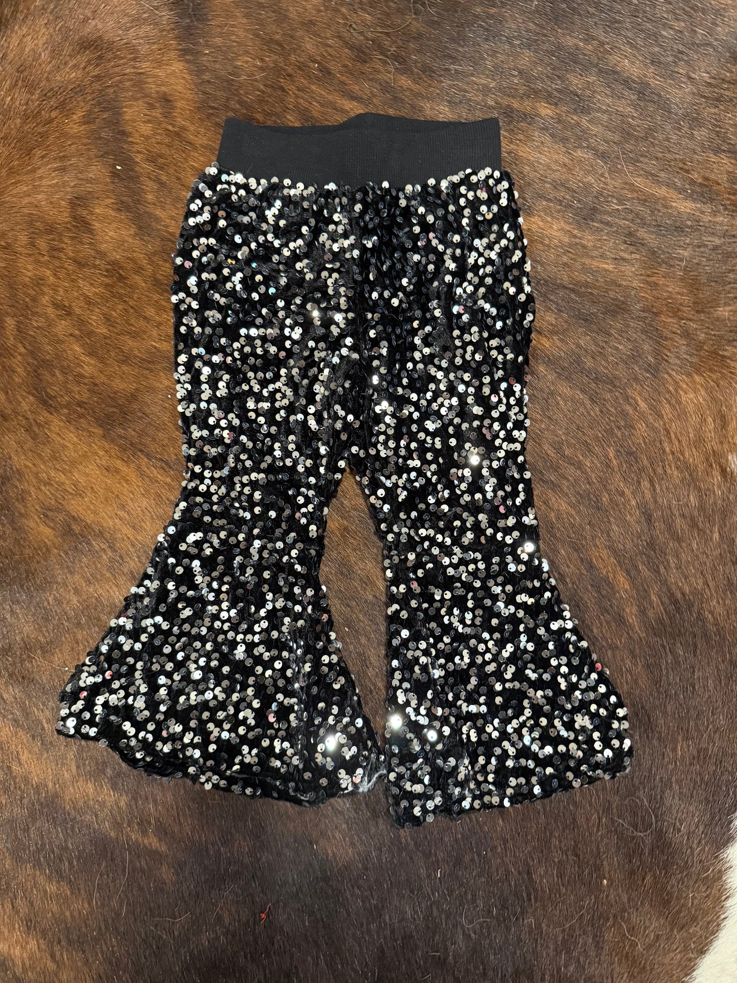 Girls Black Sparkle Flares